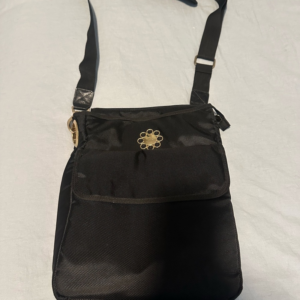 Black Crossbody Bag with Gold Accent